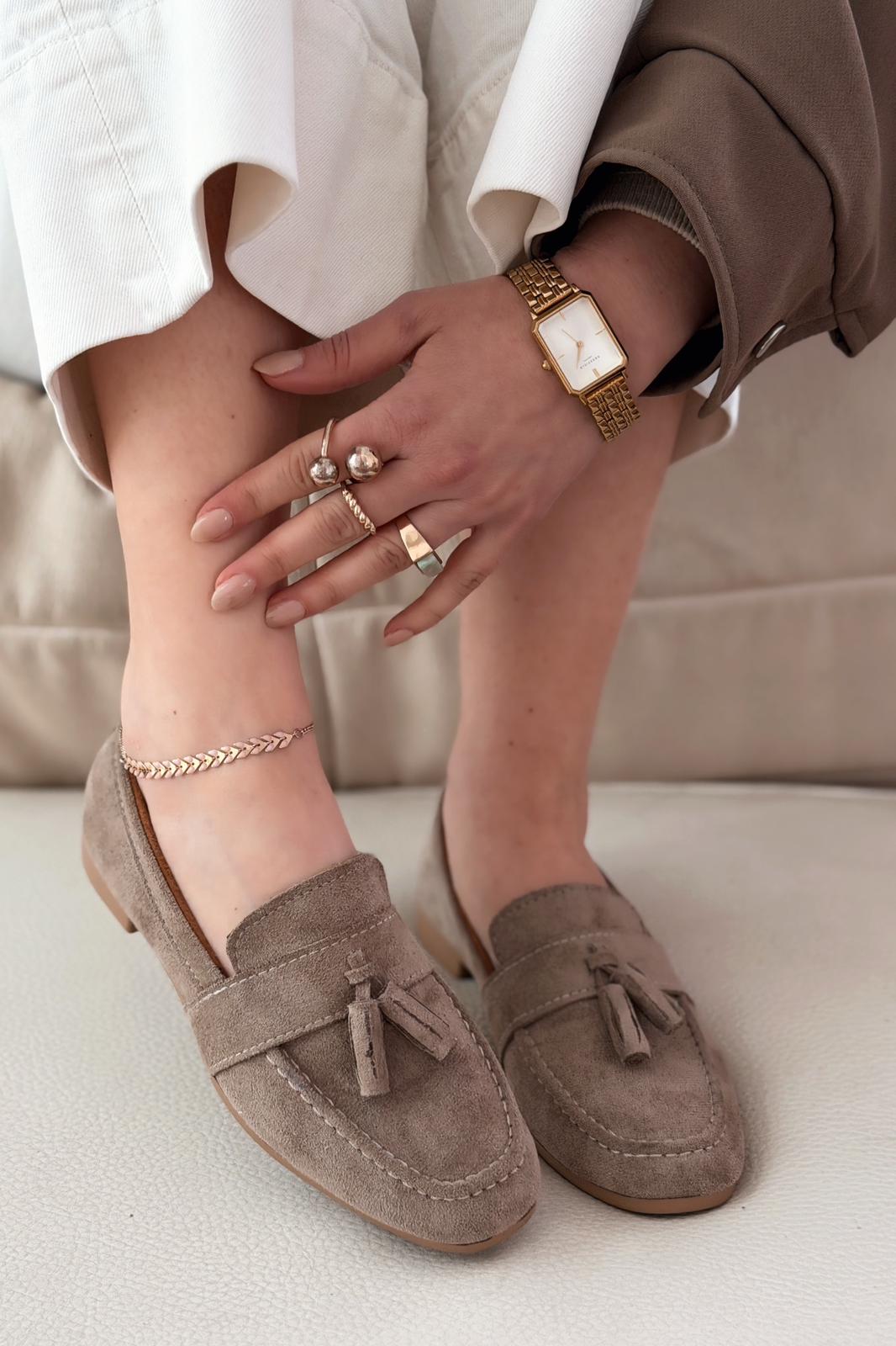 Olena Kadın Loafer Vİzon Süet - ILOVESHOES