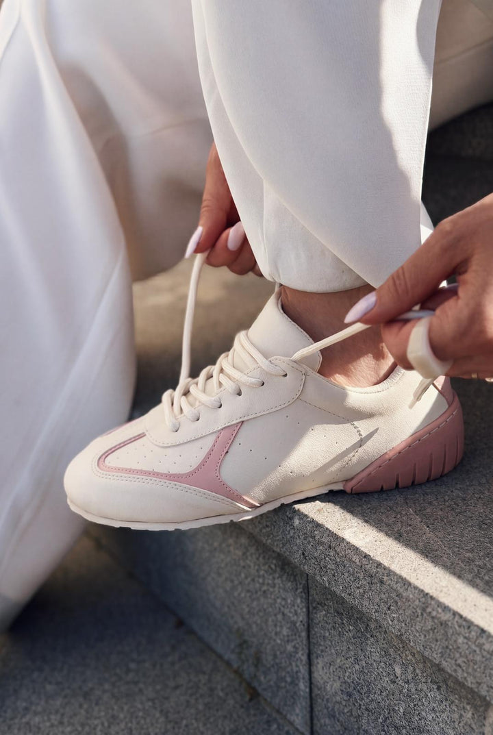 Rosven Pembe Mat Deri Kadın Spor Ayakkabı - ILOVESHOES
