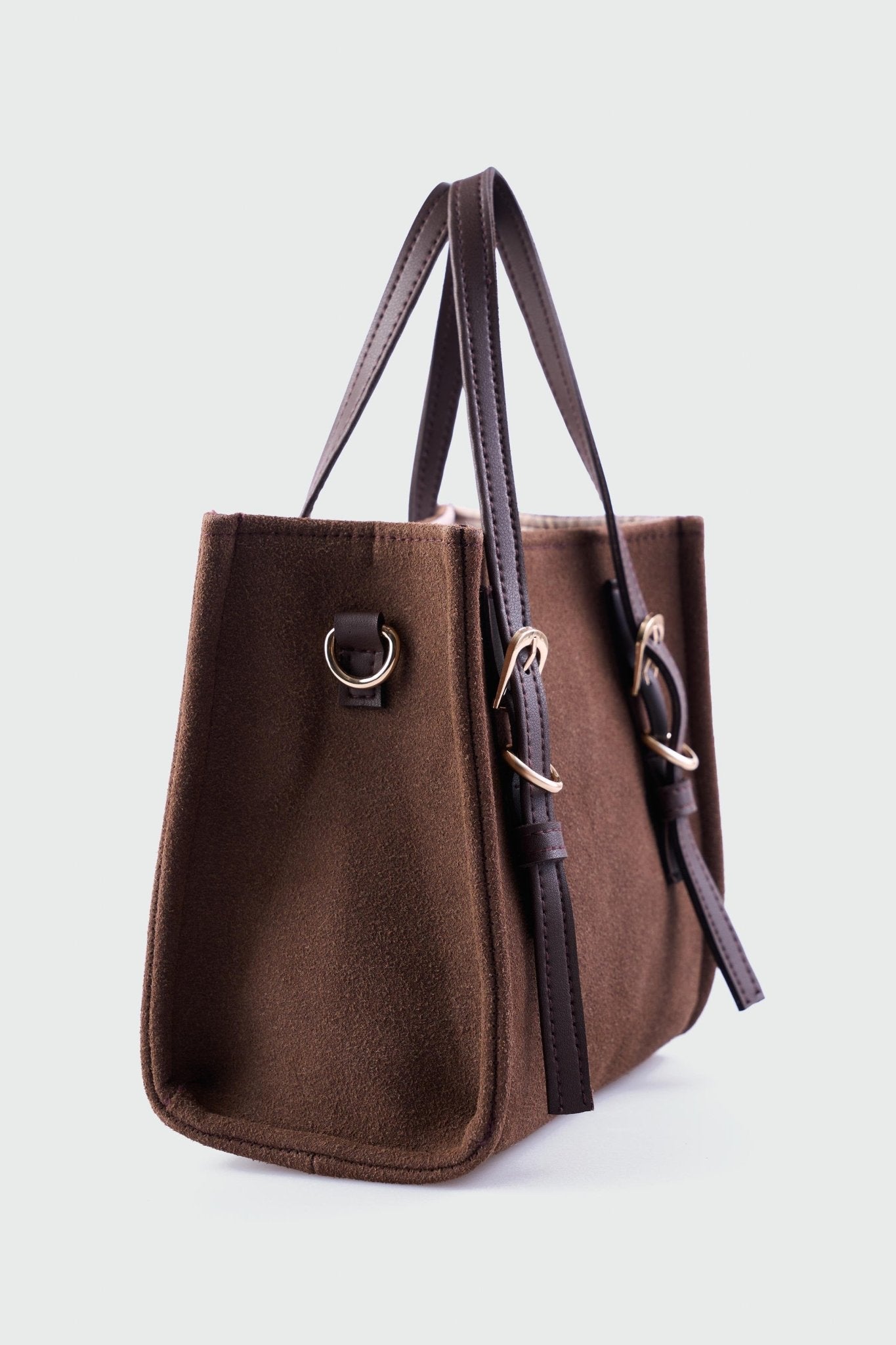 Olyra Çapraz Çanta Acıkahve Süet Kemer Detaylı - ILOVESHOES