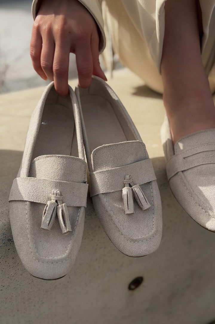 Olena Kadın Loafer Bej Süet - ILOVESHOES