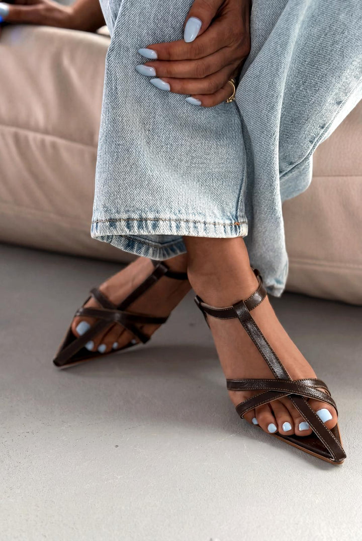 Morlen Acıkahve Rugan Kadın Topuklu Sandalet - ILOVESHOES