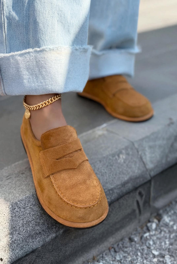 Marion Hakiki Süet Kadın Loafer Taba - ILOVESHOES