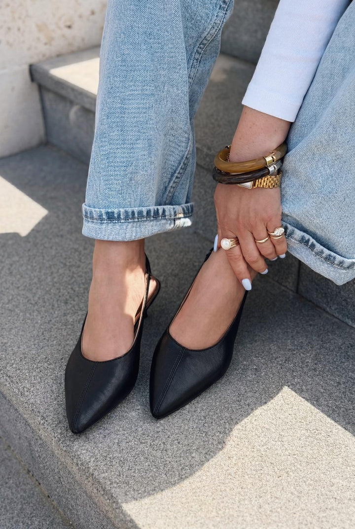 Selor Hakiki Deri Siyah Mat Deri Kadın Stiletto - ILOVESHOES