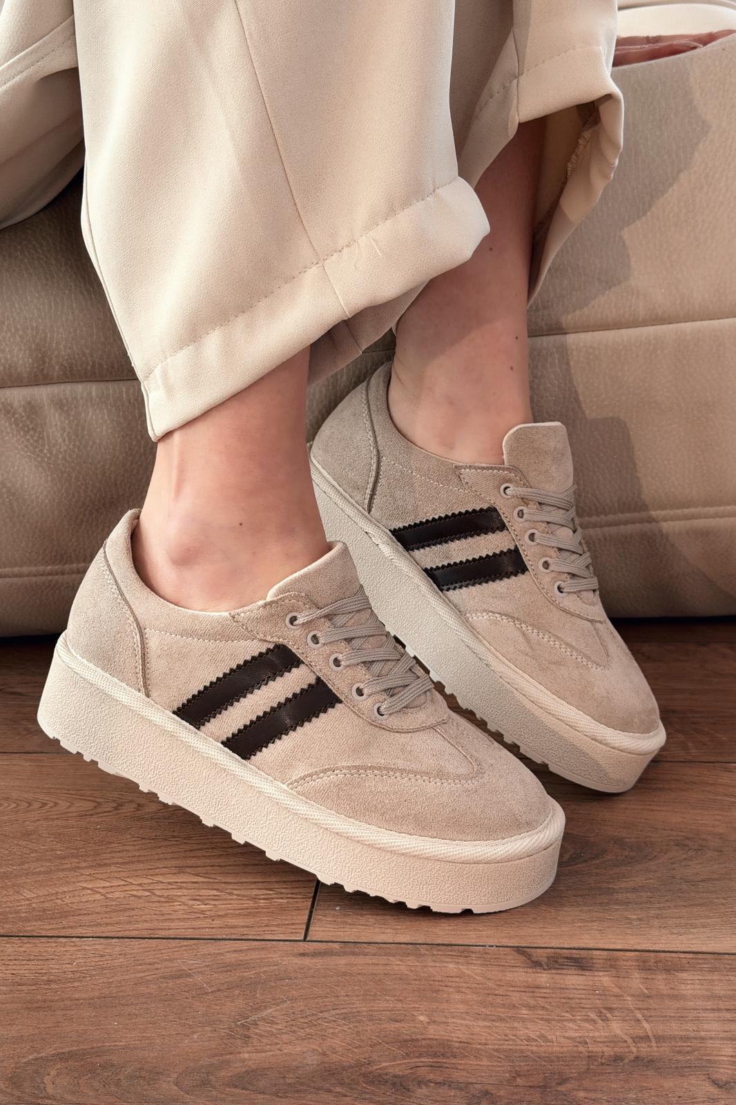 Vireo Kadın Spor Ayakkabı Bej Süet - ILOVESHOES