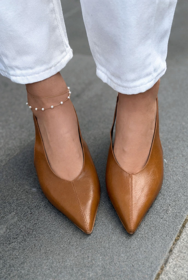 Navore Stiletto Taba Kırışık Deri - ILOVESHOES