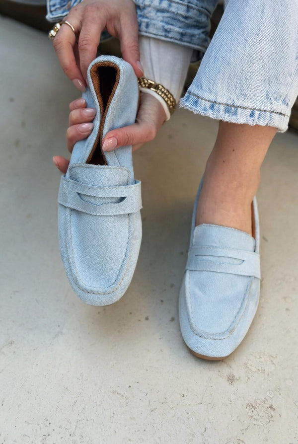 Orvino Bebek Mavisi Süet Günlük Kadın Babet - ILOVESHOES