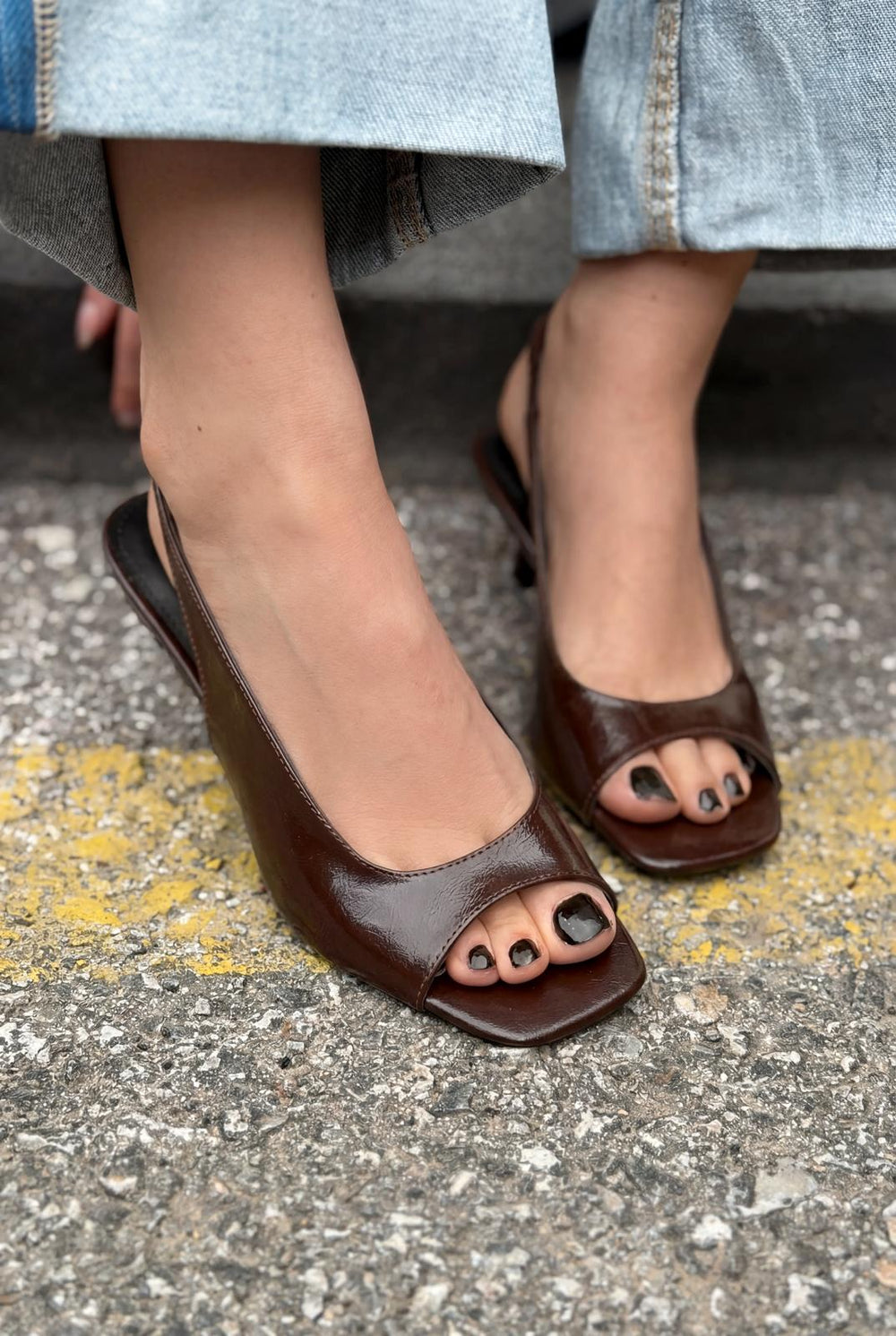 Velavo Acıkahve Kırışık Rugan Kadın Topuklu Sandalet - ILOVESHOES