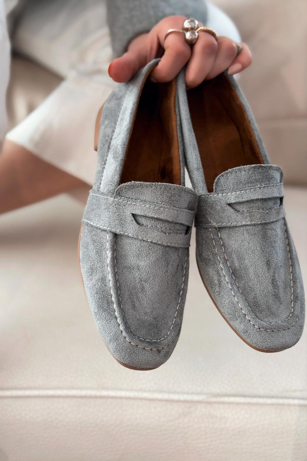 Orvino Gri Süet Günlük Kadın Babet - ILOVESHOES