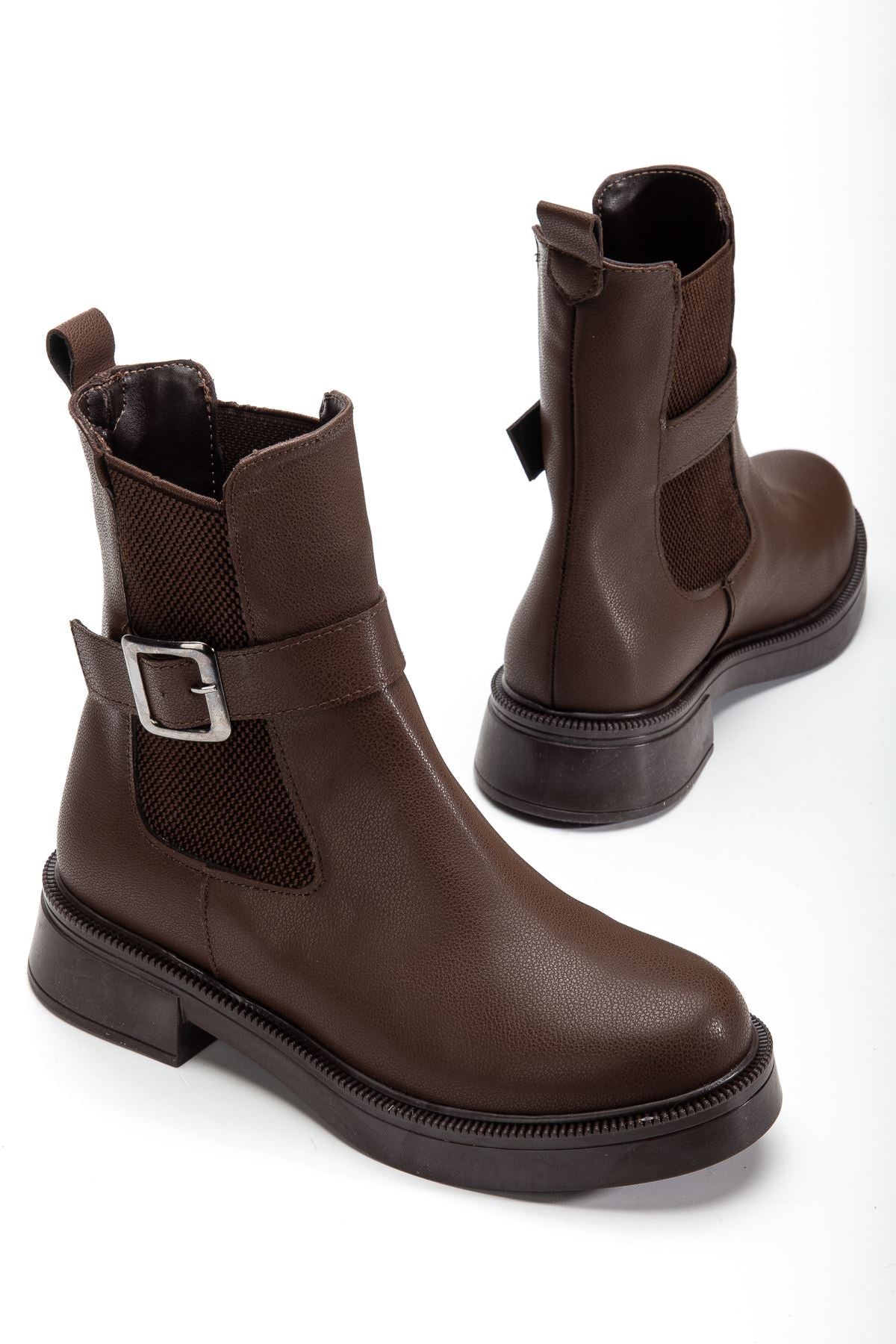 Trixel Kahverengi Toka Aksesuarlı Lastikli Günlük Kadın Bot - ILOVESHOES