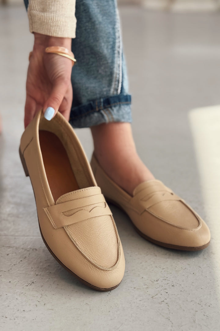 Lemor Hakiki Deri Kadın Loafer Bej