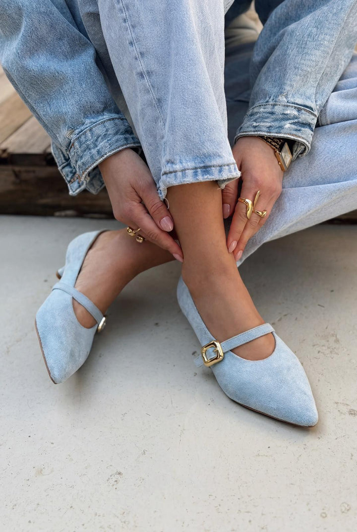 Karden Stiletto Bebek Mavisi Süet - ILOVESHOES