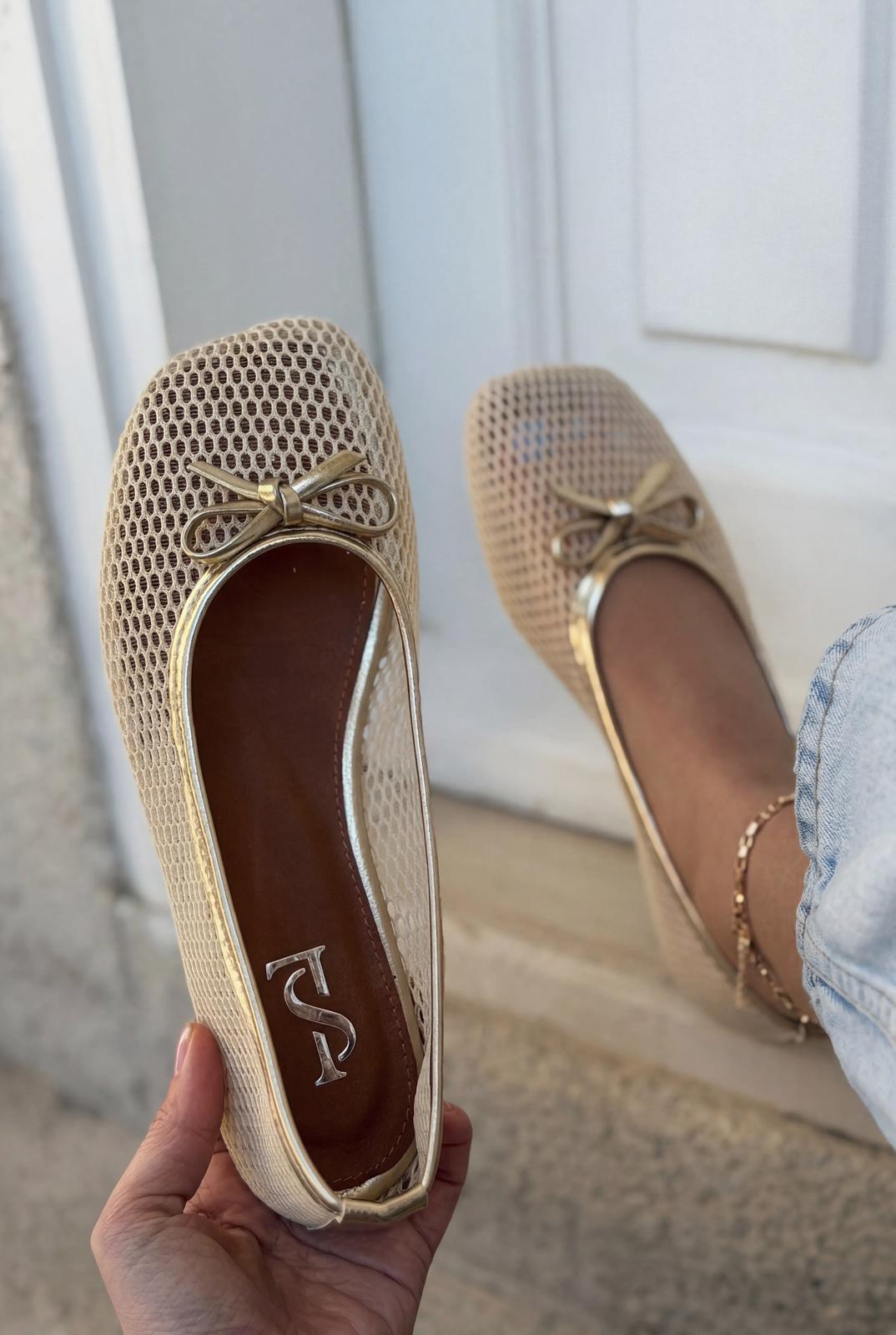 Torina Kadın Babet Bej File - ILOVESHOES