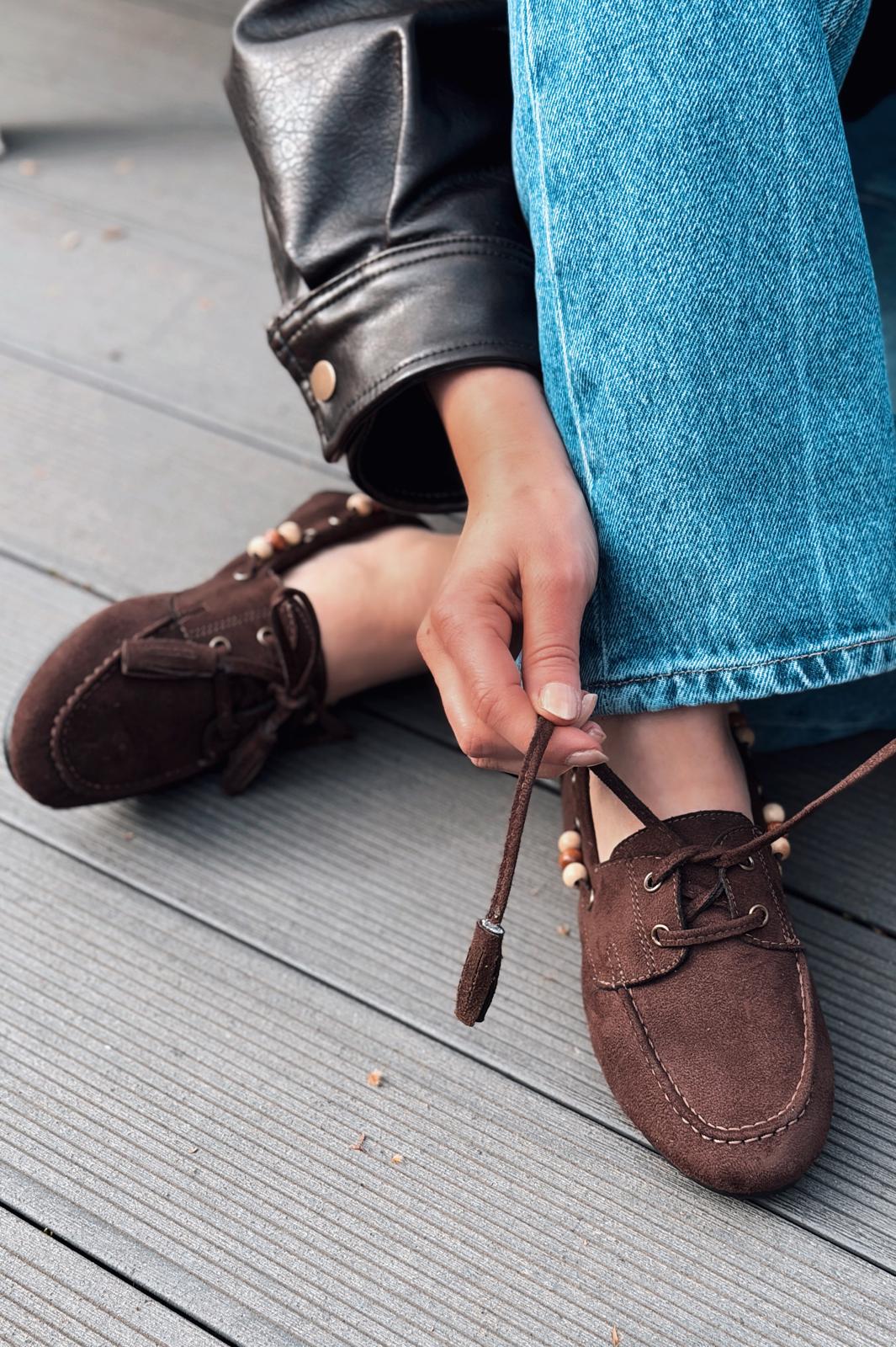 Brion Kadın Oxford Ayakkabı Acıkahve Süet - ILOVESHOES