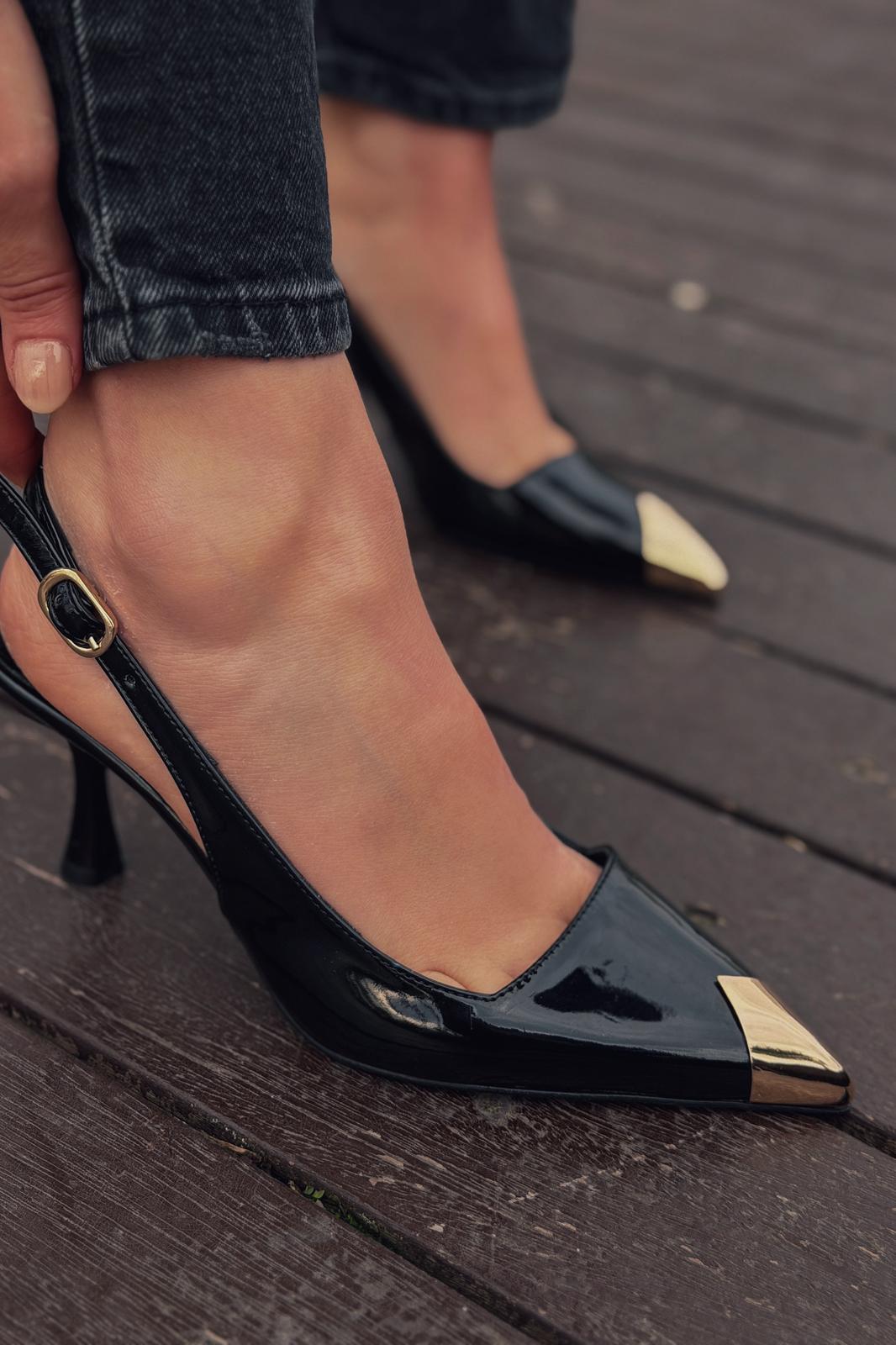 Caligo Stiletto Siyah Rugan - ILOVESHOES