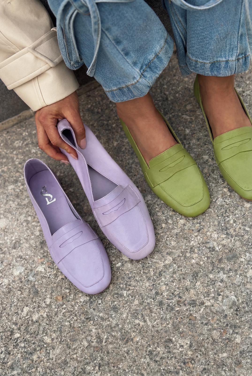 Melniel Hakiki Deri Kadın Loafer Lila - ILOVESHOES