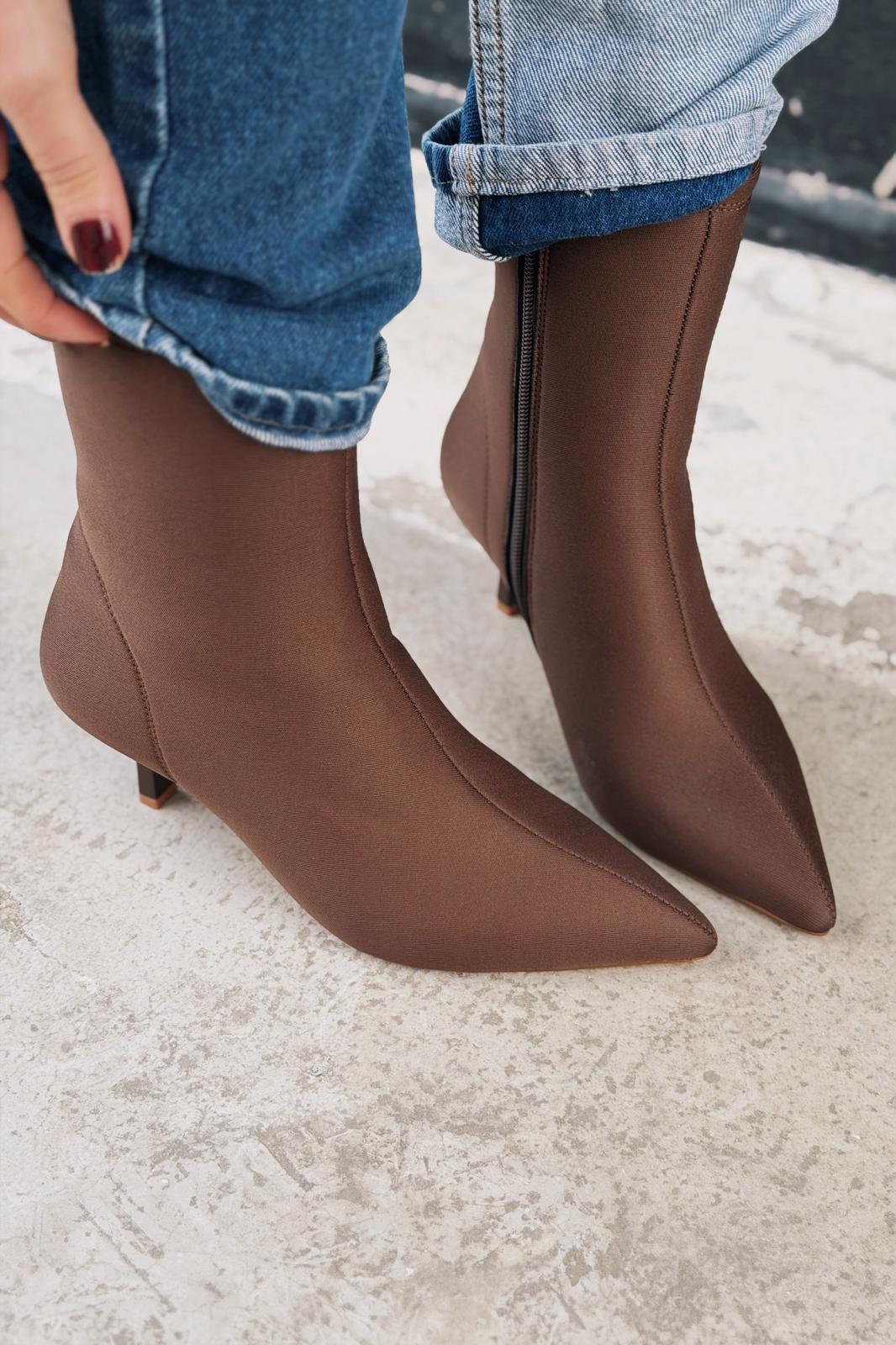 Orvex Kadın Dalgıç İnce Topuklu Bot Acı Kahve - ILOVESHOES