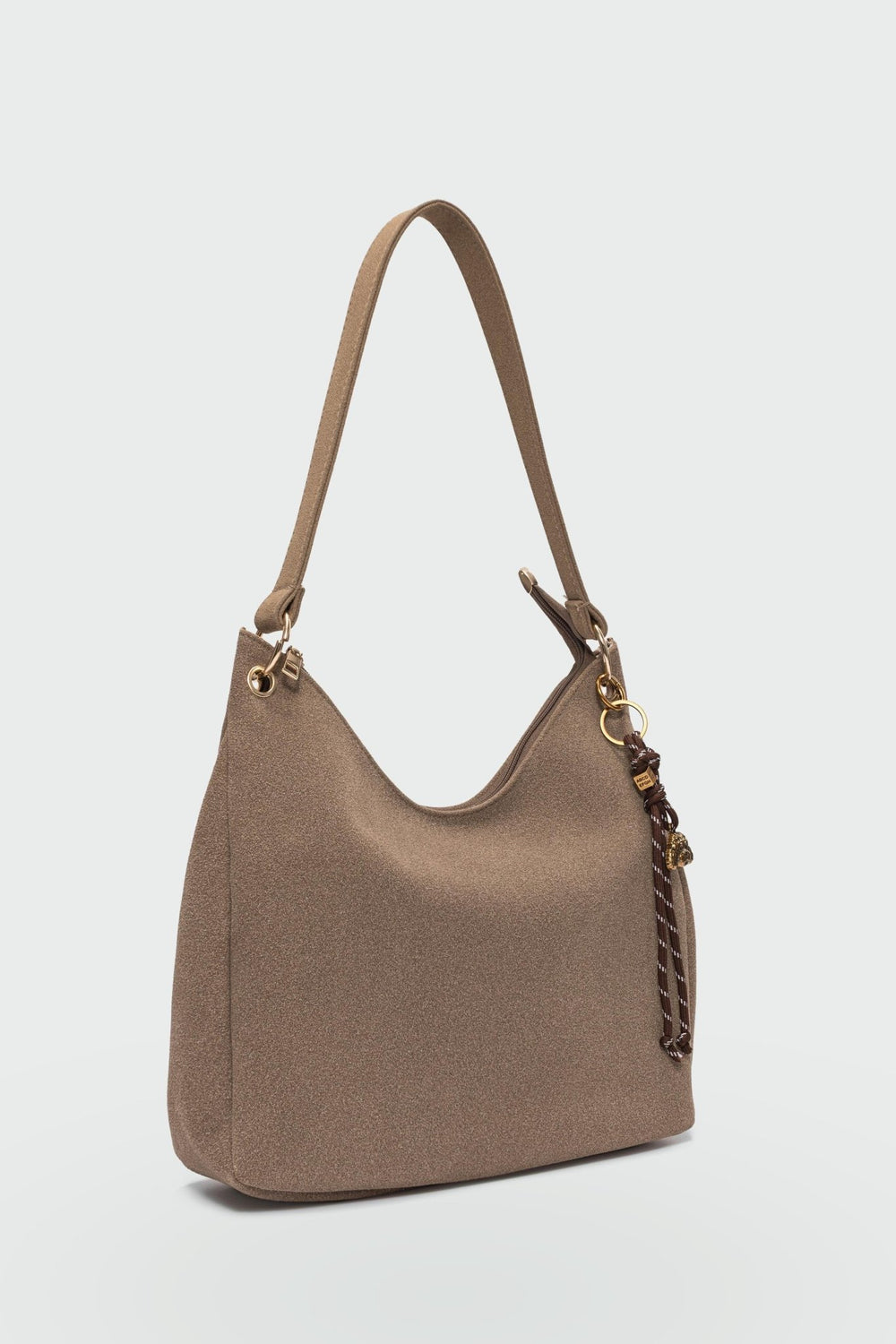 Ressa Charmlı Omuz Çantası Camel Süet - ILOVESHOES