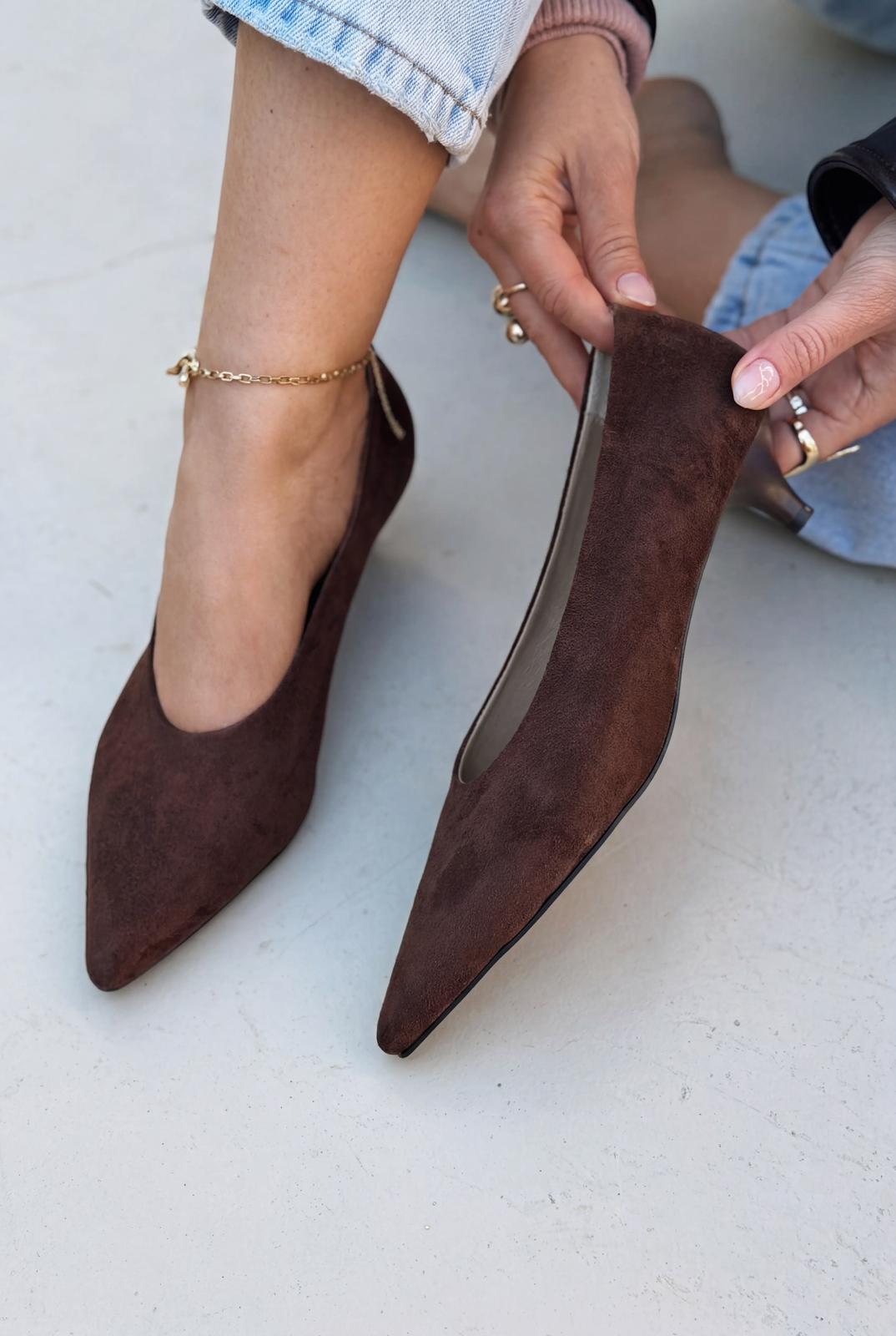 Seranis Stiletto Acıkahve Süet - ILOVESHOES