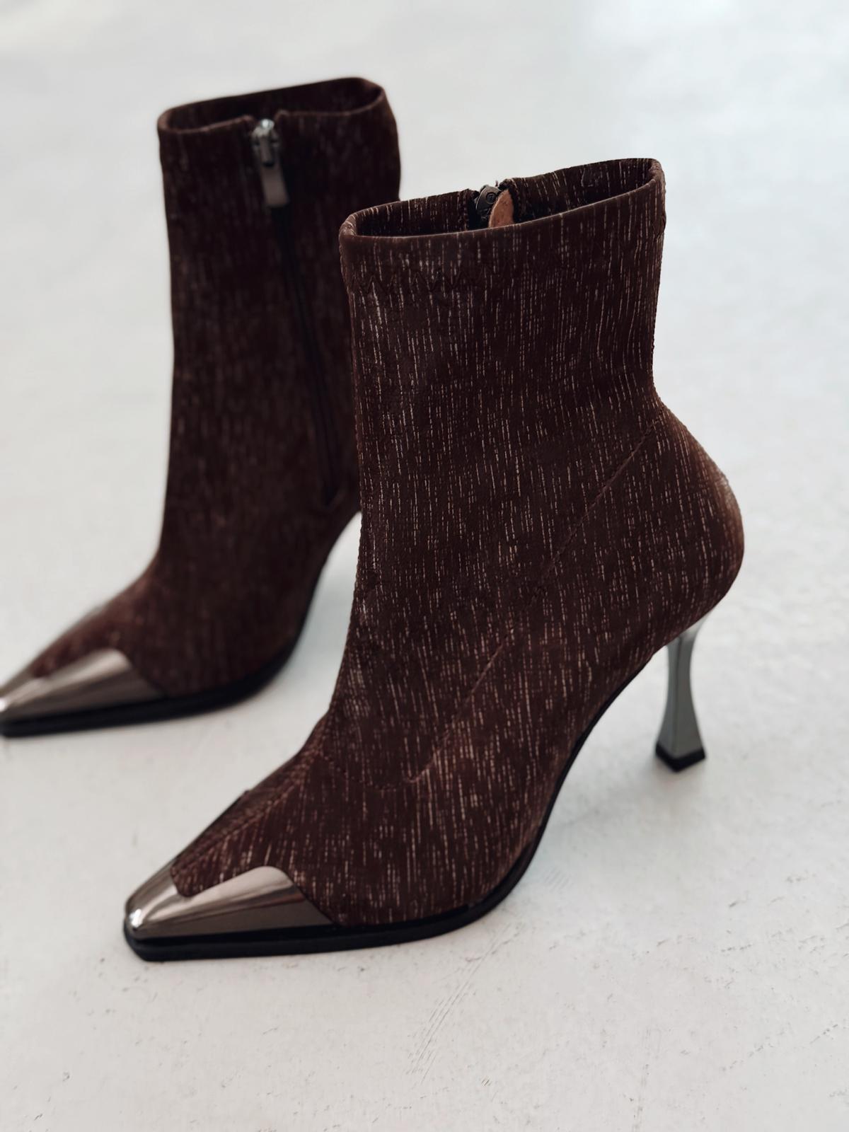 Rosavi Kadın Topuklu Streç Bot Acıkahve Nubuk - ILOVESHOES