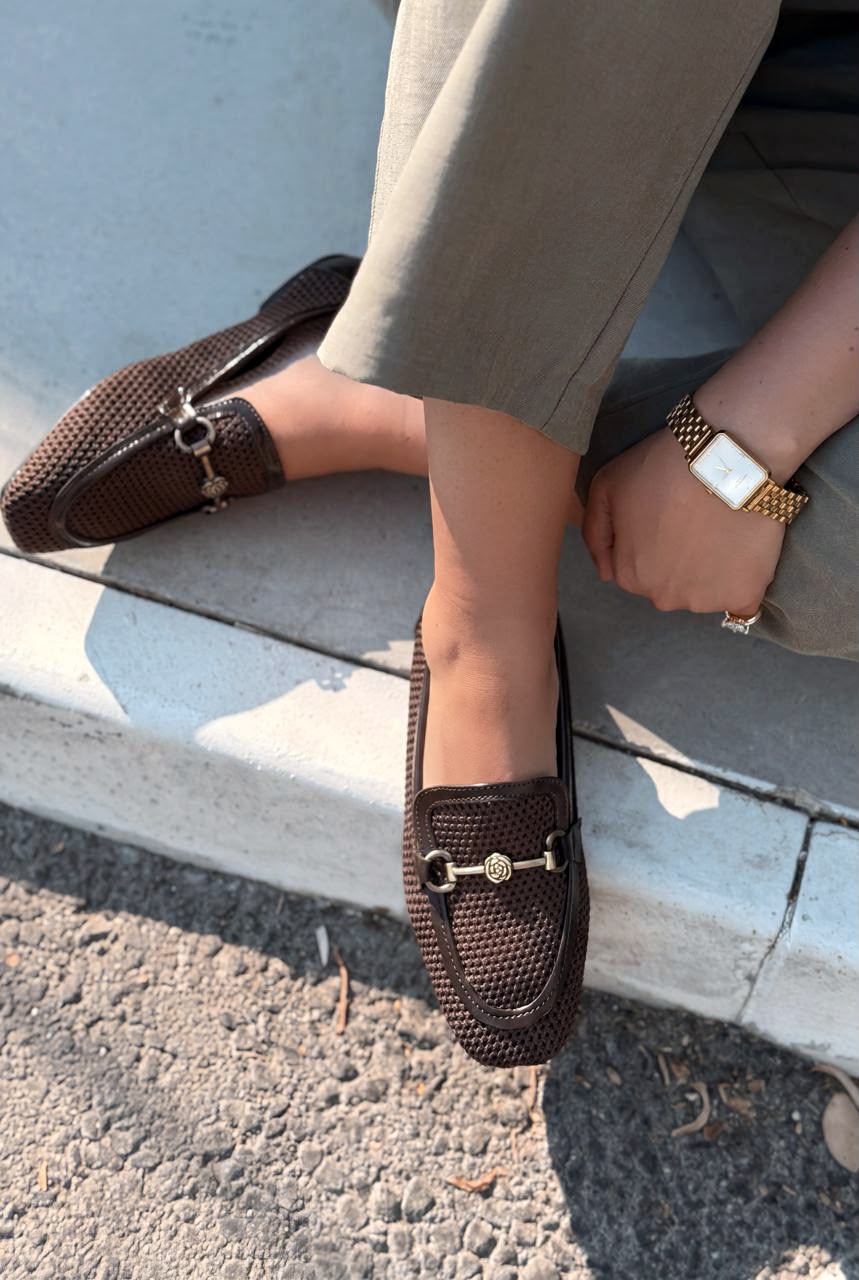Raviel Acı Kahve Triko Örgü Kadın Loafer - ILOVESHOES