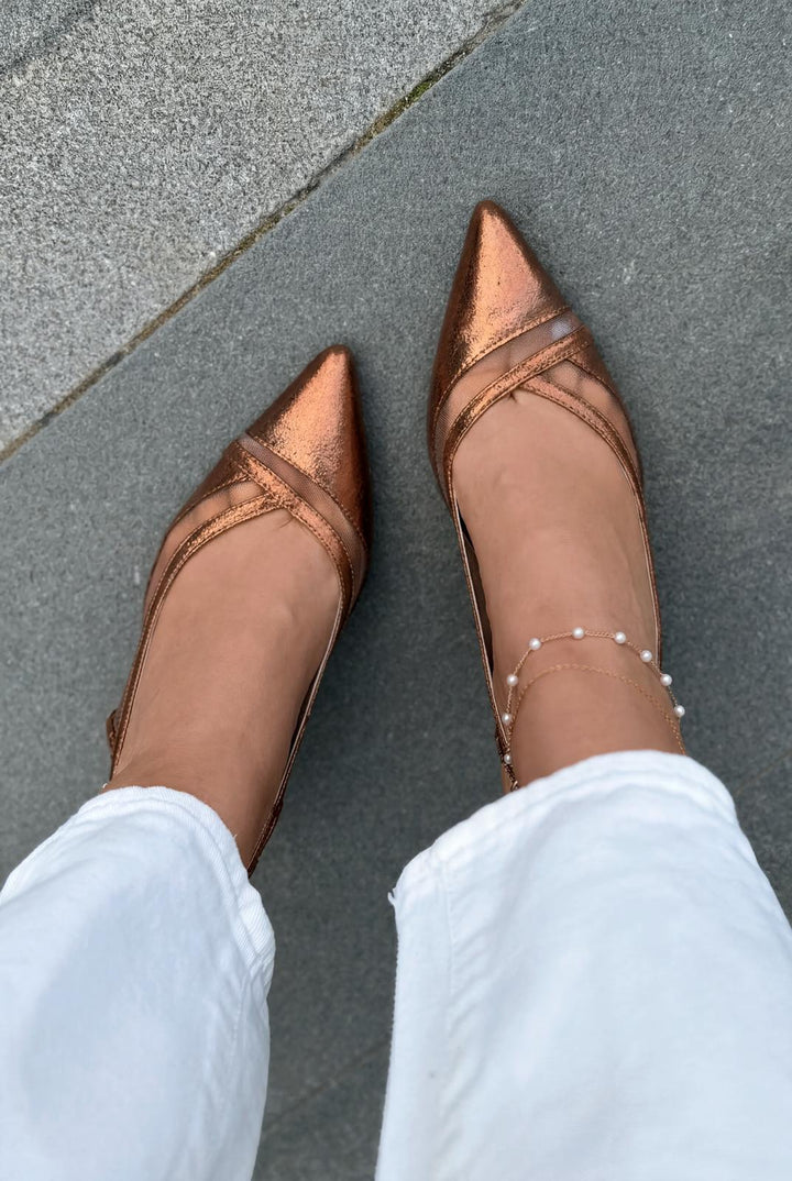 Almerion Stiletto Bronz Parlak Deri - ILOVESHOES