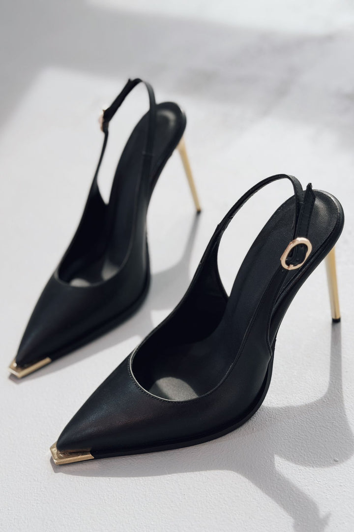 Noris Stiletto Siyah Mat Deri - ILOVESHOES