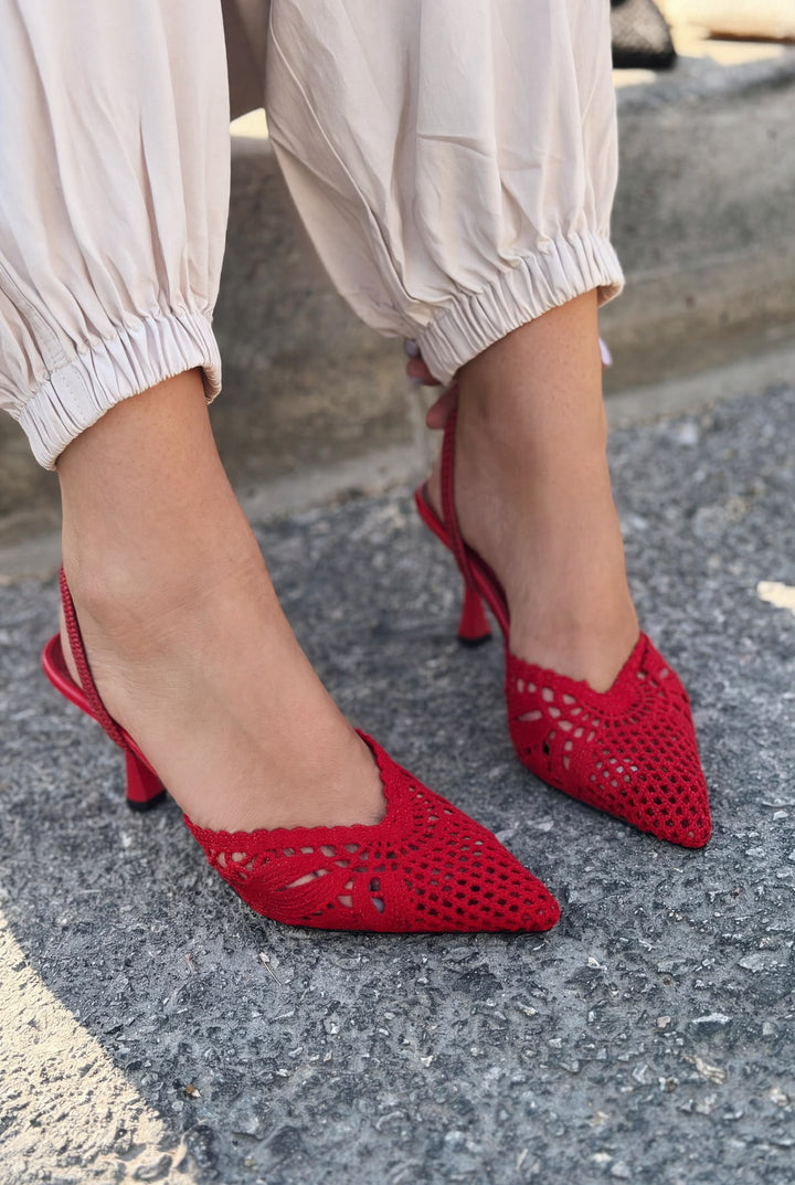 Brina Kırmızı Dantel Kadın Stiletto