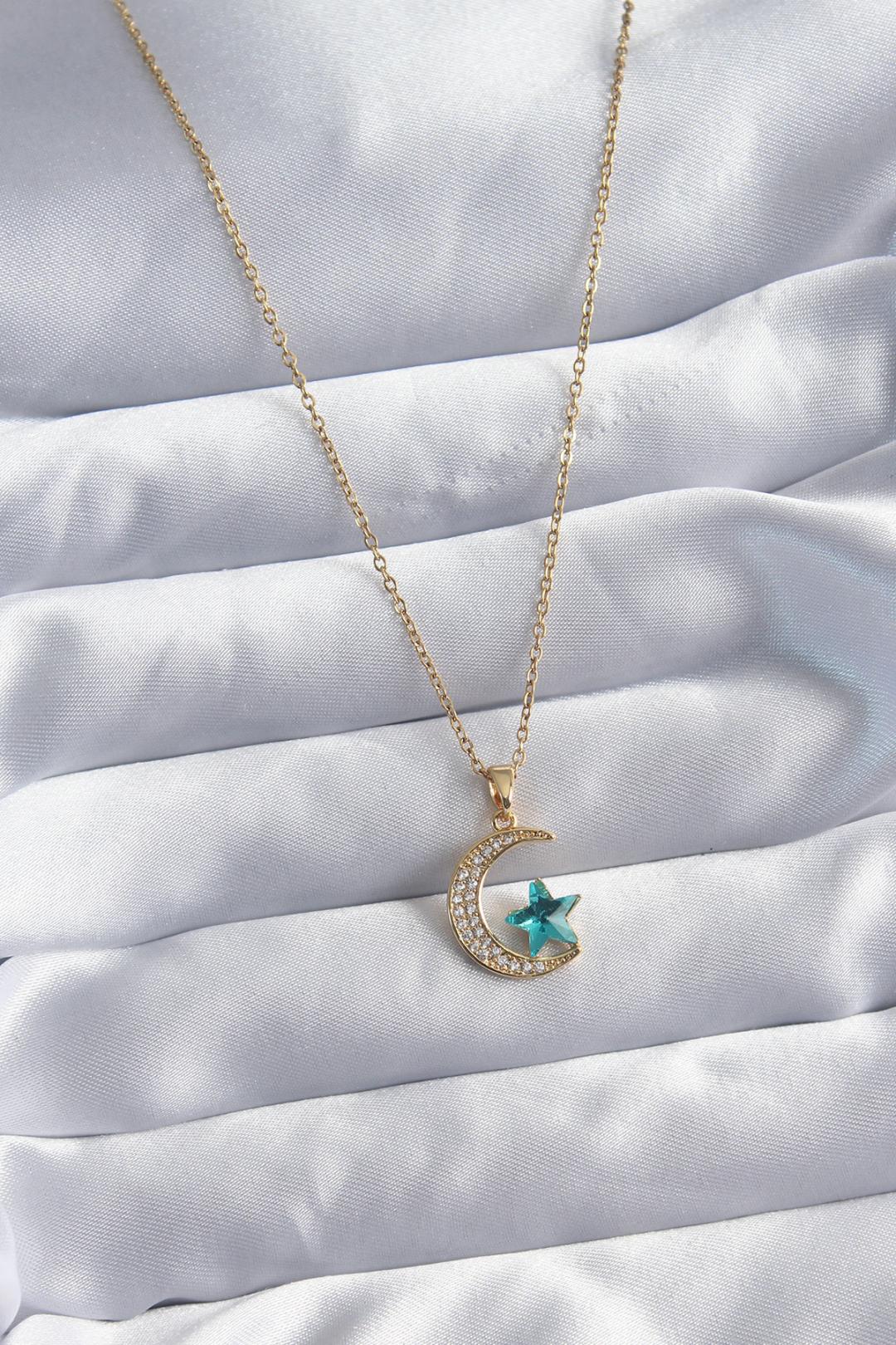 ILS - 1122 Kadın Kolye Gold Çelik Ay Yıldızlı - ILOVESHOES