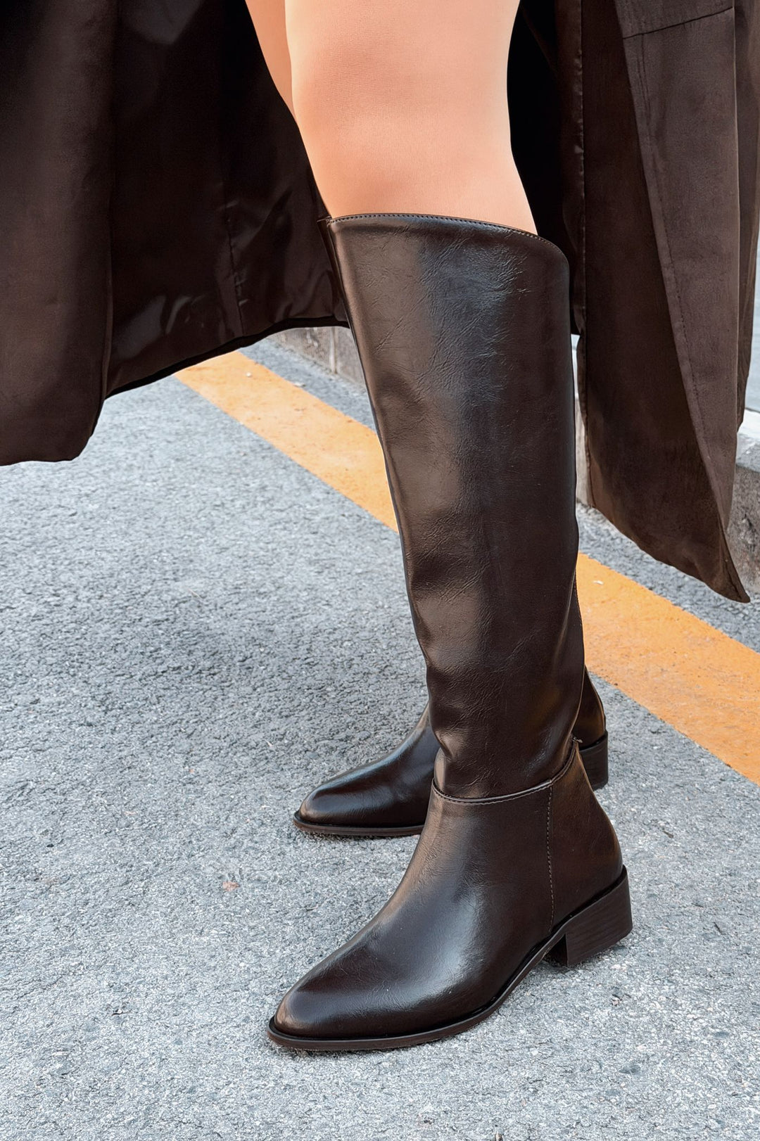 Roviles Kadın Çizme Acıkahve Kırışık Rugan - ILOVESHOES