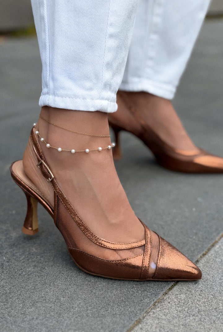 Almerion Stiletto Bronz Parlak Deri - ILOVESHOES