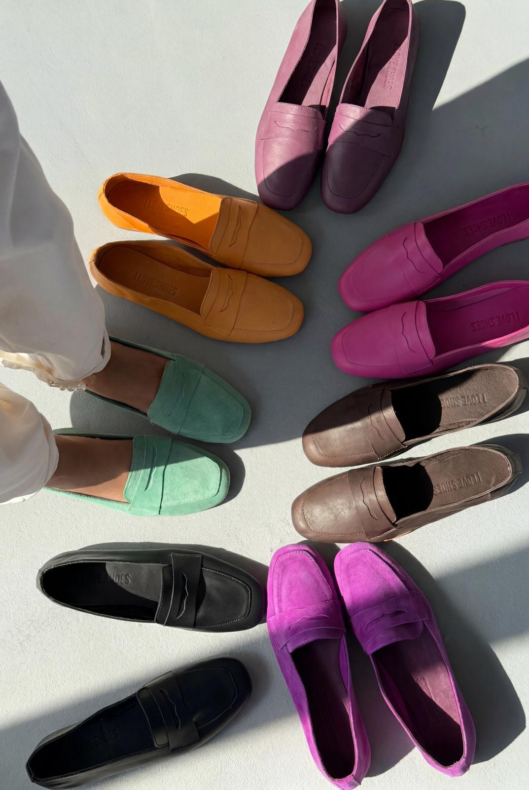 Melniel Mor Hakiki Süet Kadın Loafer - ILOVESHOES