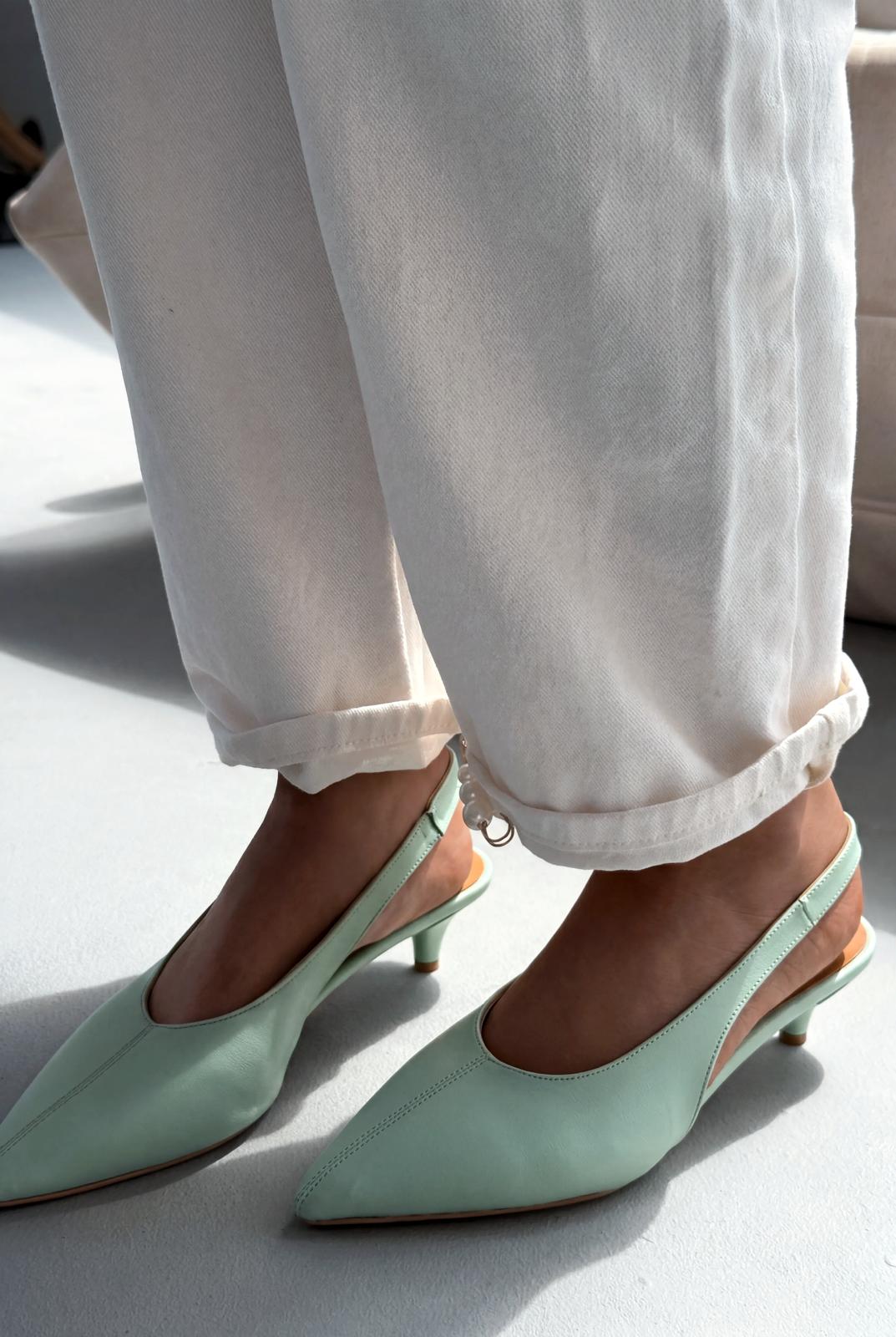 Selor Yeşil Mat Deri Kadın Stiletto - ILOVESHOES