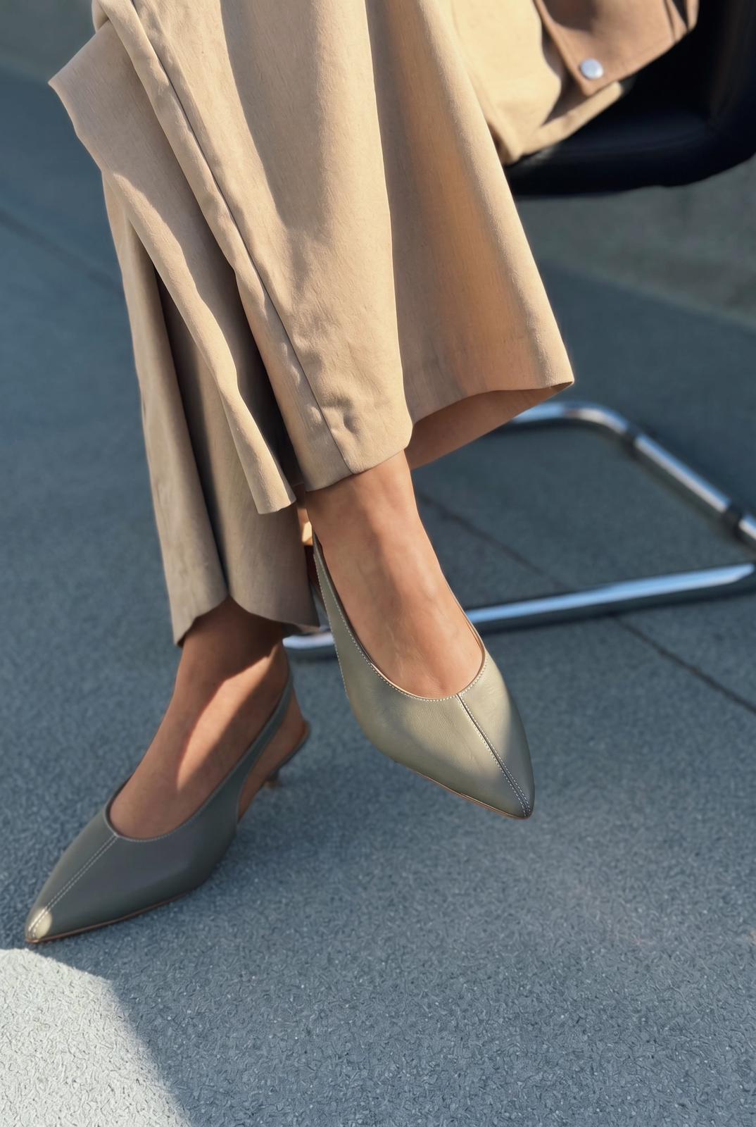 Selor Hakiki Deri Haki Mat Deri Kadın Stiletto - ILOVESHOES