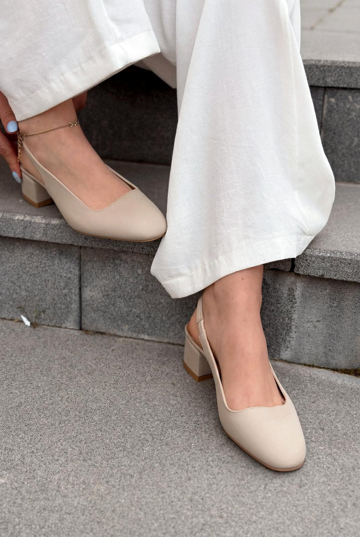 Solen Bej Saten Kadın Mary Jane - ILOVESHOES
