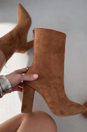 Lior Topuklu Kaın Bot Taba Süet - ILOVESHOES