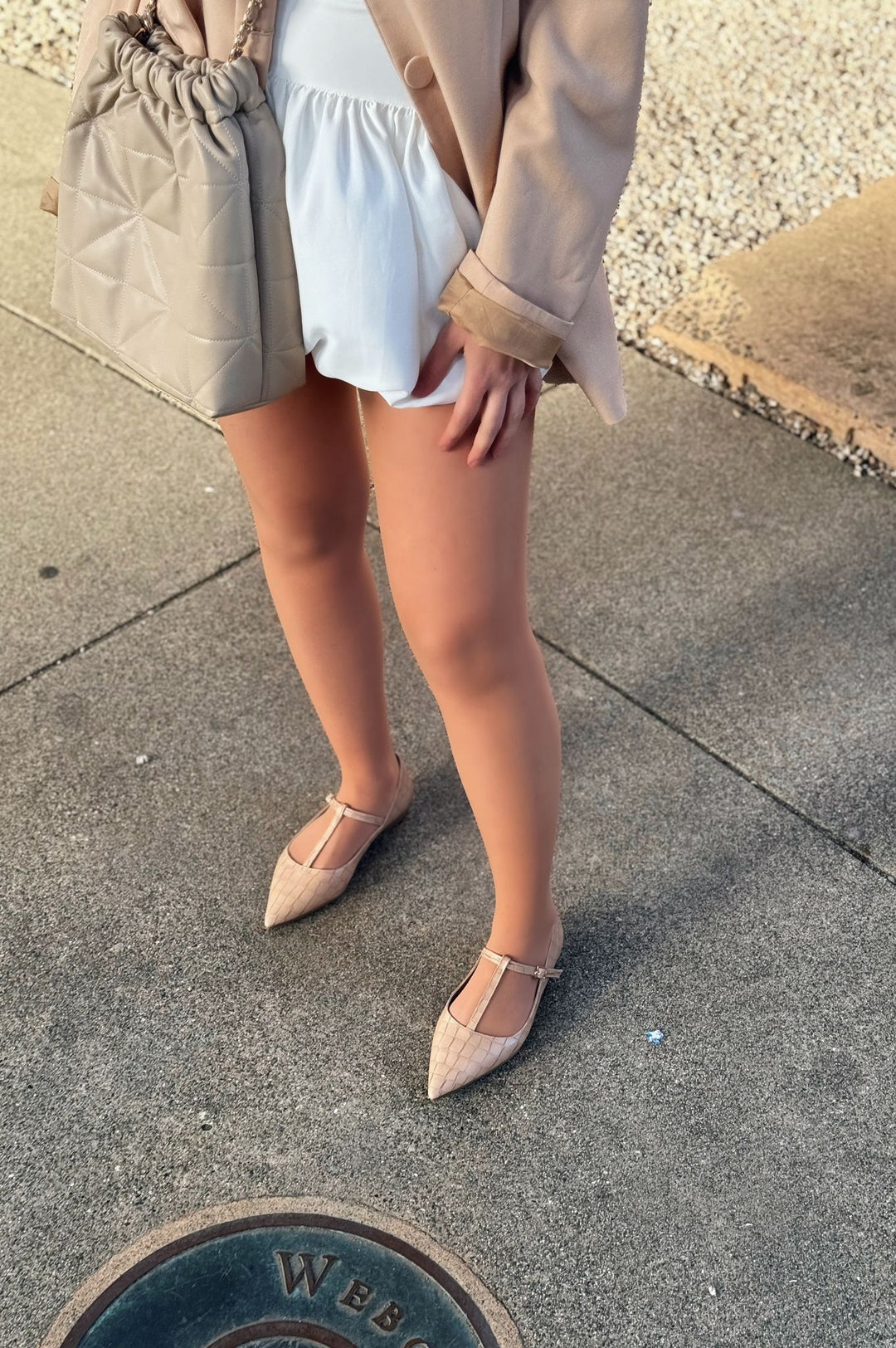 Cormel Mat Deri Kroko Desenli Nude Kadın Babet