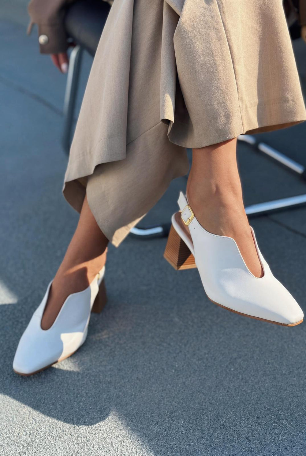 Pelora Beyaz Mat Deri Kadın Topuklu Ayakkabı - ILOVESHOES