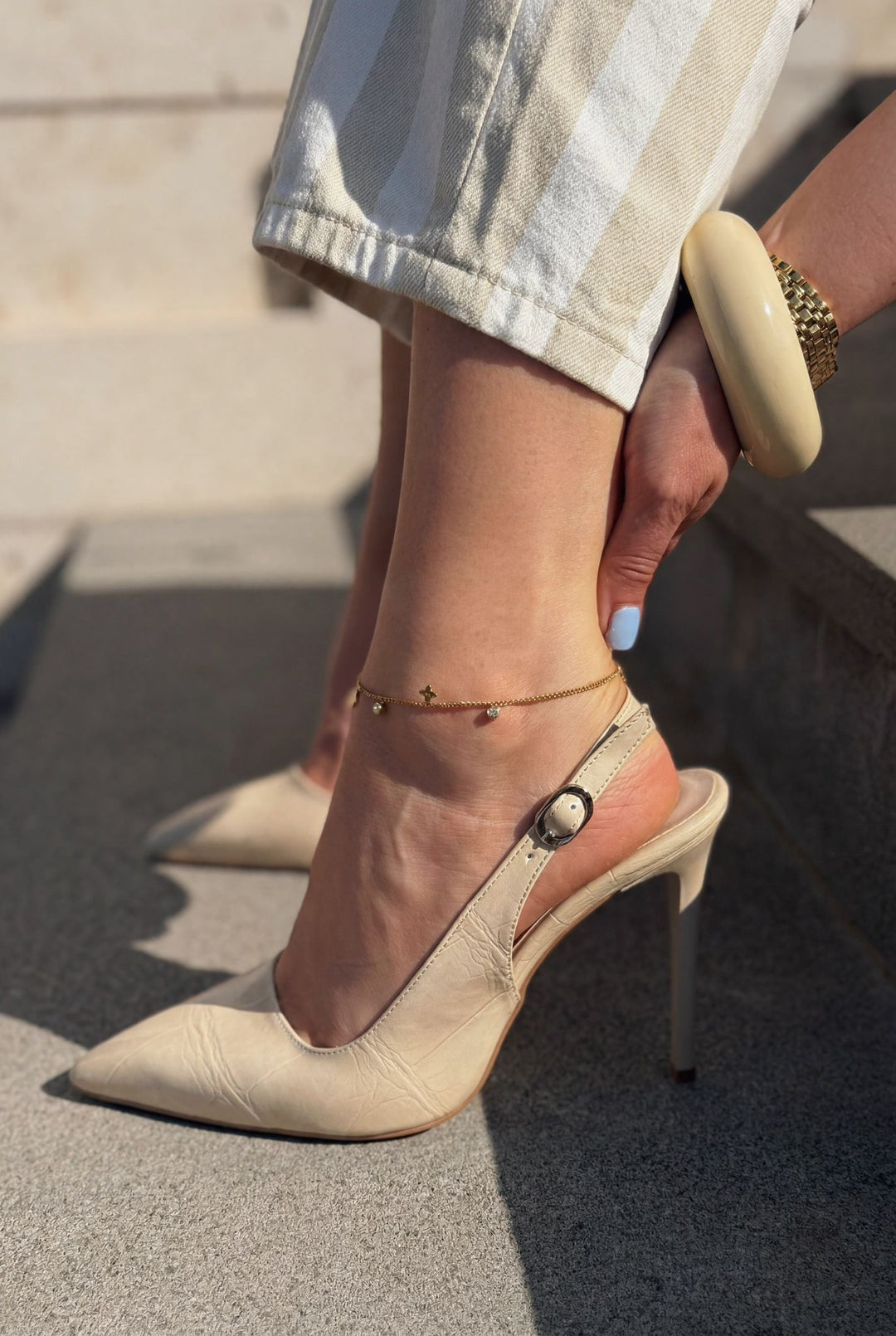 Lure Bej Kroko Mat Deri Kadın Stiletto