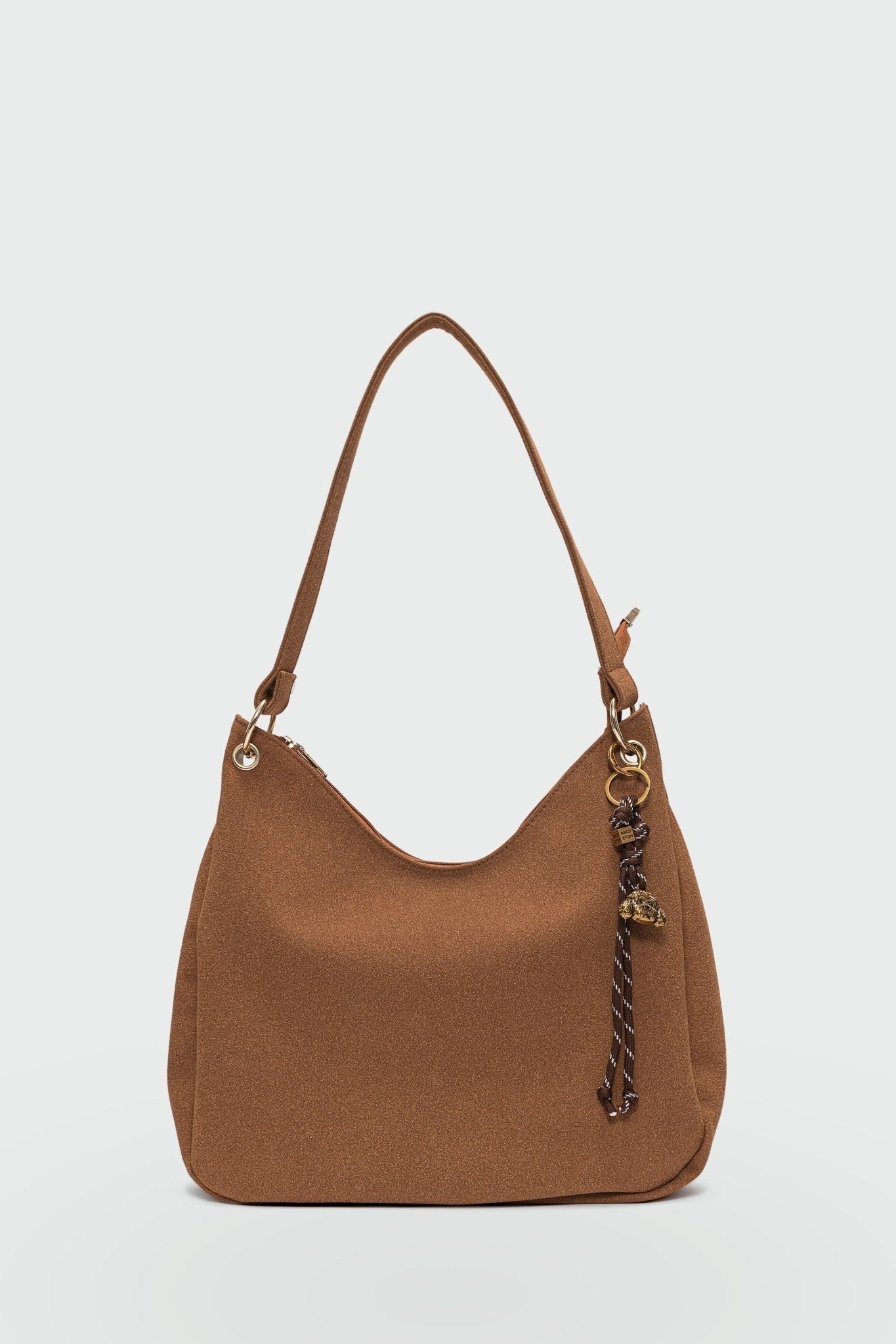 Ressa Charmlı Omuz Çantası Taba Süet - ILOVESHOES