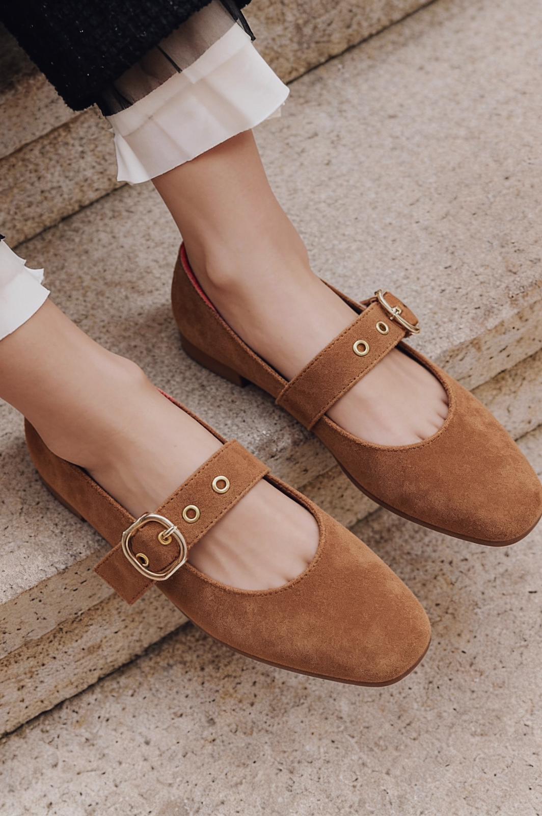Dexor Kadın Babet Taba Süet - ILOVESHOES
