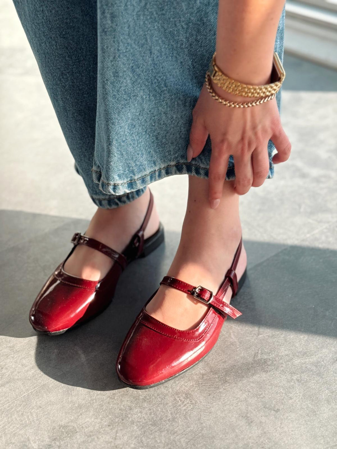 Minor Rugan Bordo Bant Detaylı Mary Jane - ILOVESHOES