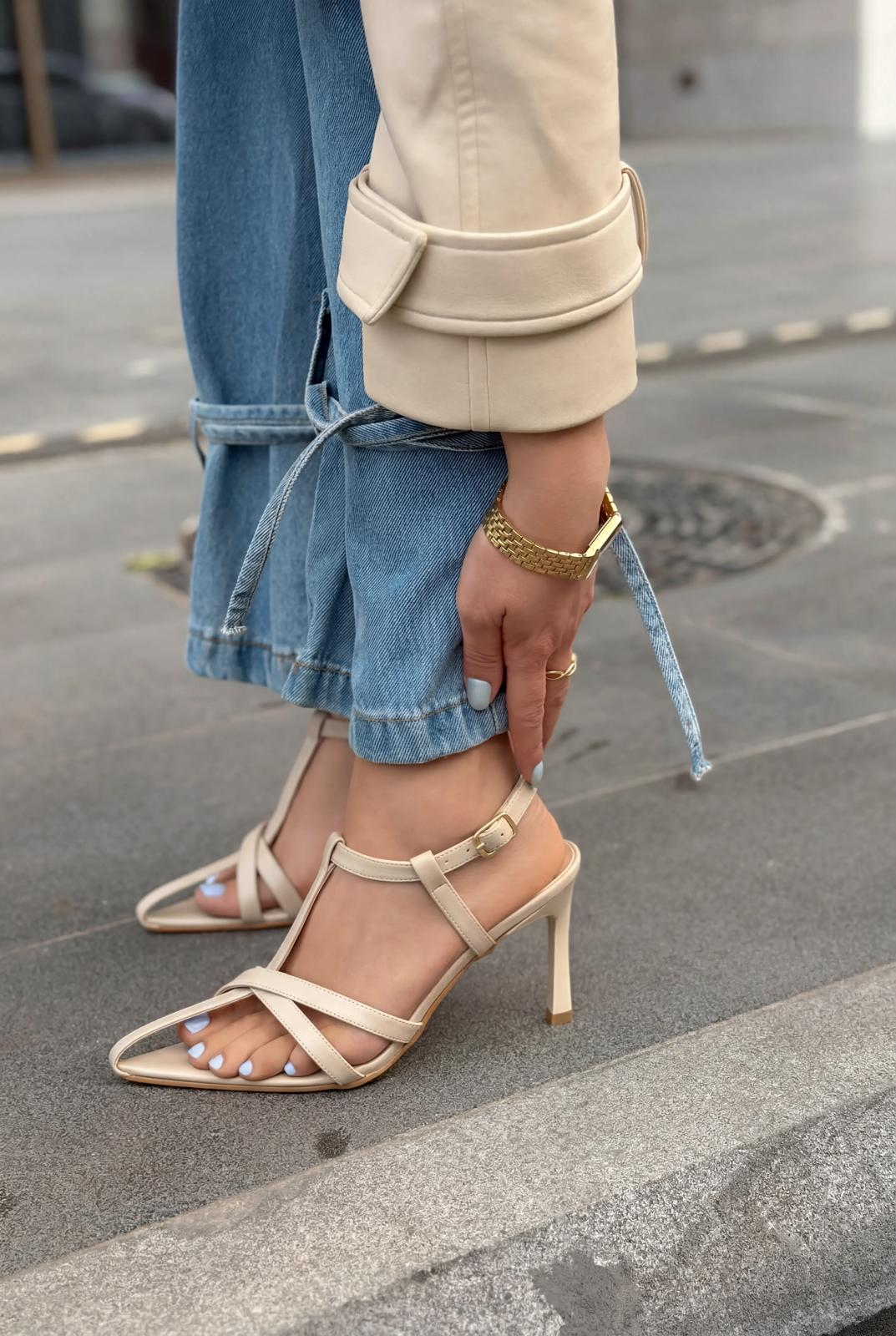 Morlen Nude Patent Leather Heeled Sandals
