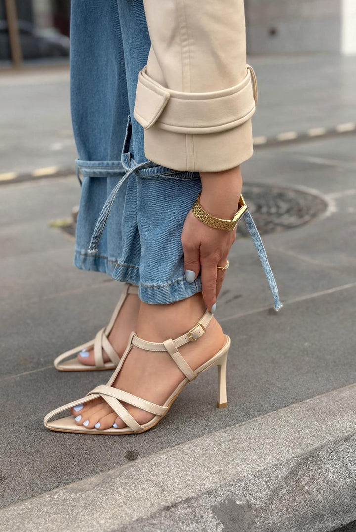 Morlen Nude Patent Leather Heeled Sandals