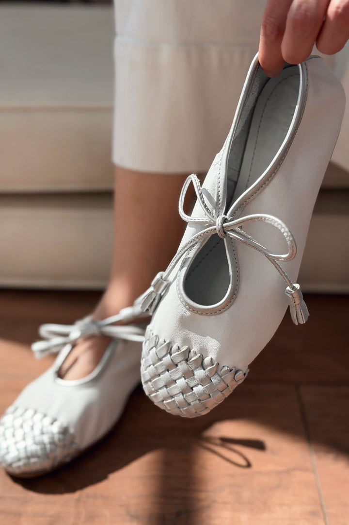 Talorin Hakiki Deri Gri Kadın Bağcıklı Babet - ILOVESHOES