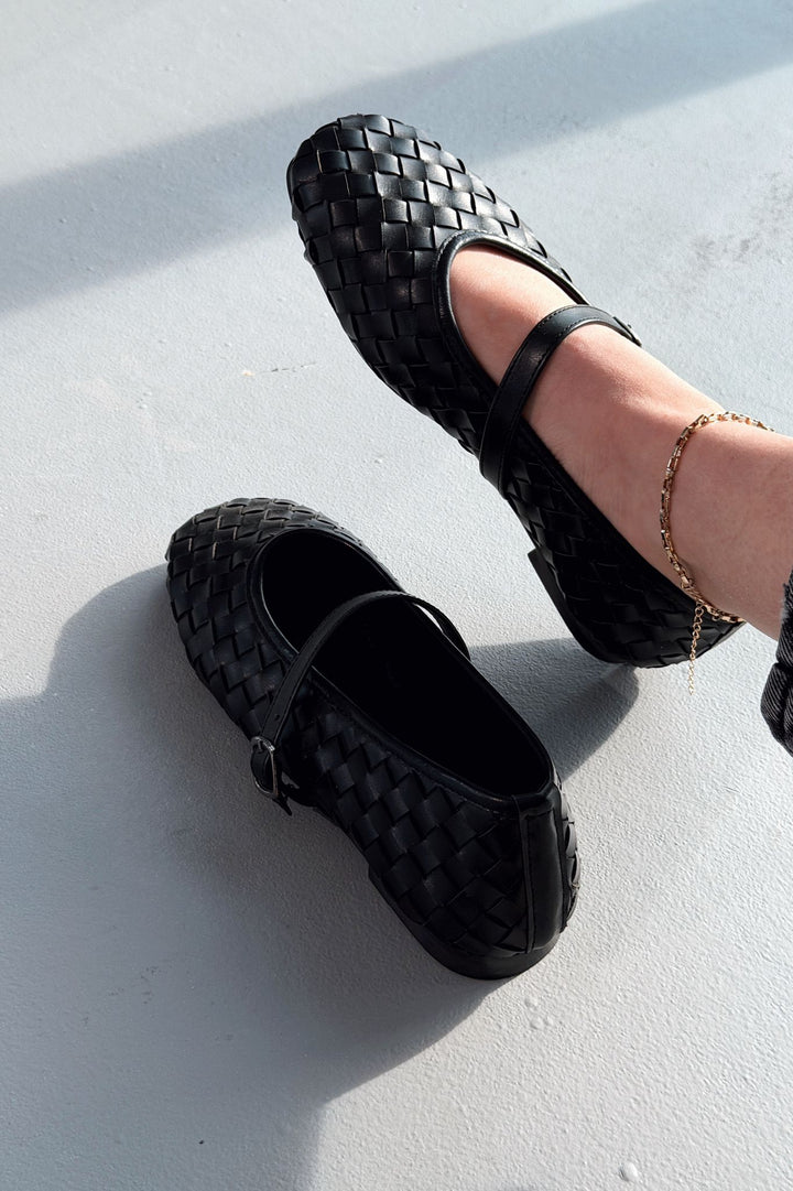 Roselle Kadın Babet Siyah Mat Deri - ILOVESHOES