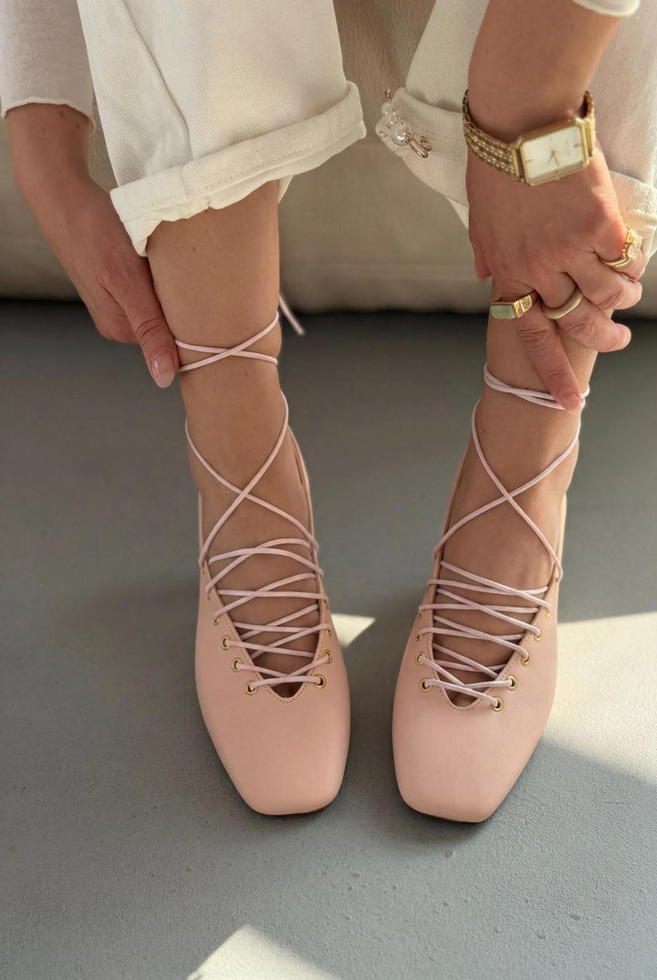 Sernis Pudra Mat Deri Kadın Topuklu Ayakkabı - ILOVESHOES