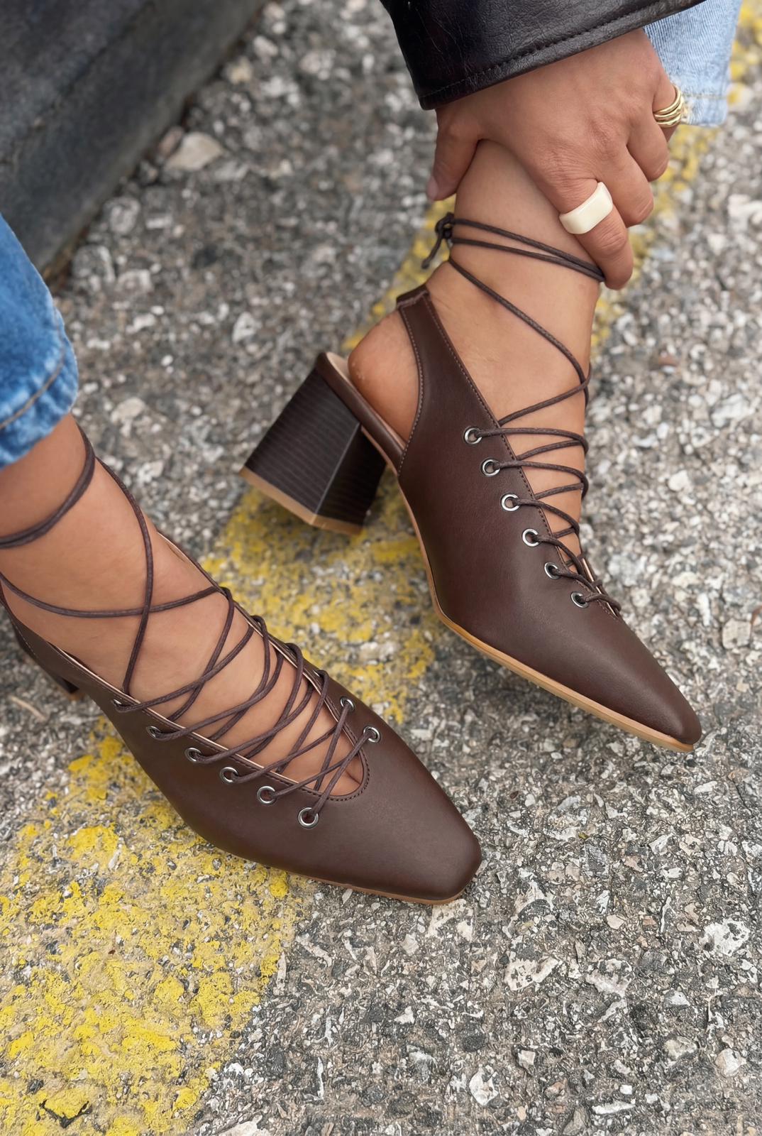 Yorella Topuklu Ayakkabı Acıkahve Mat Deri - ILOVESHOES