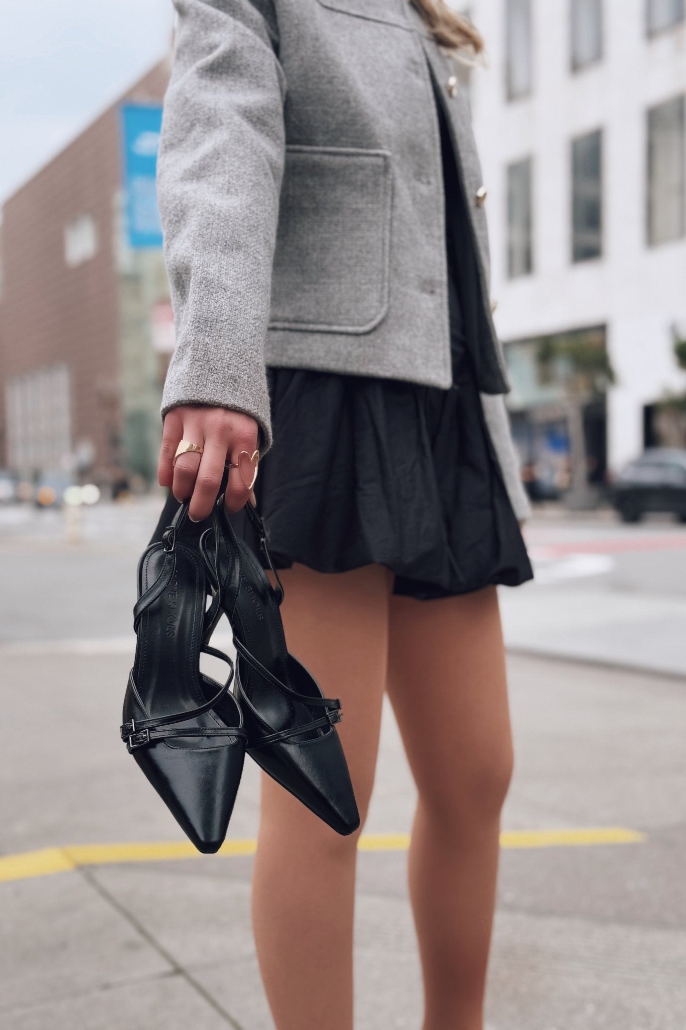 Telmor Mat Deri Bant Detaylı Yüksek Topuklu Stiletto Siyah - ILOVESHOES