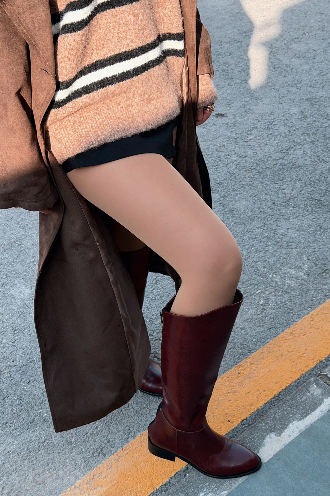 Roviles Kadın Çizme Bordo Kırışık Rugan - ILOVESHOES