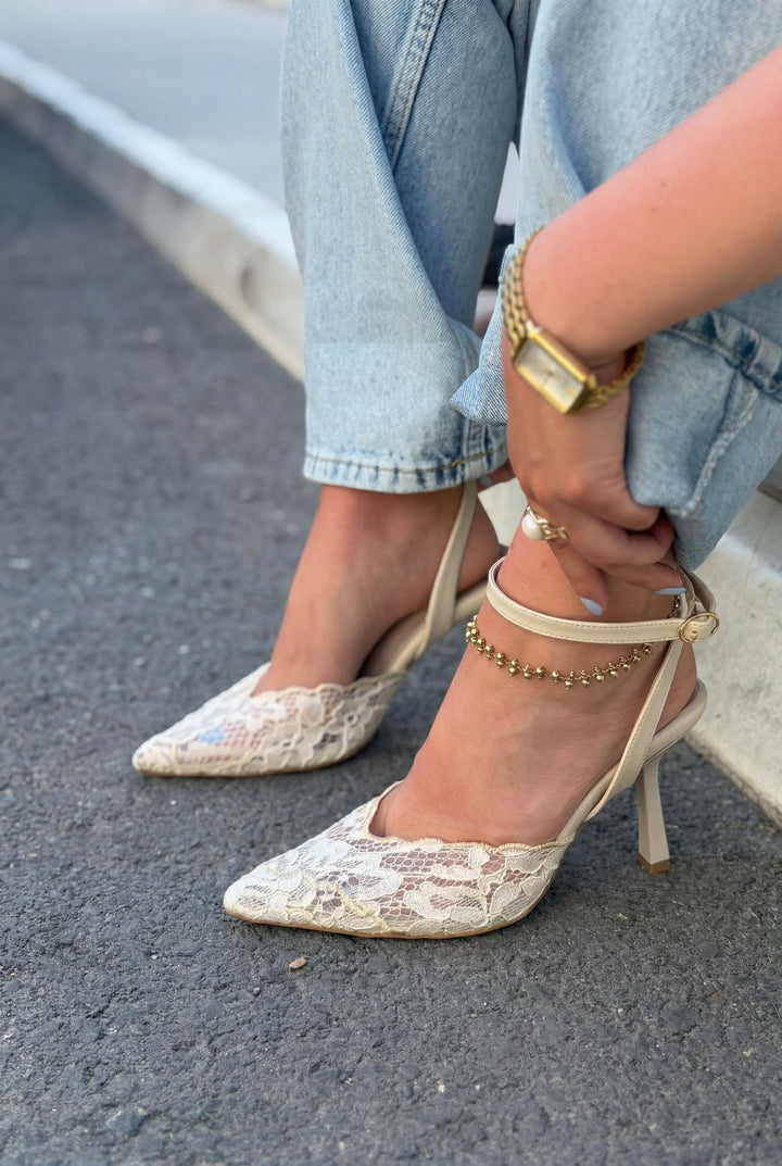 Moryna Bej Dantel Kadın Stiletto